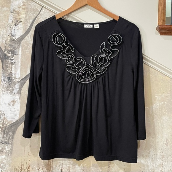 Cato Tops - As seen on Millionaire Matchmaker•3D Zipper Rose‎ Flowers Neckline•Large